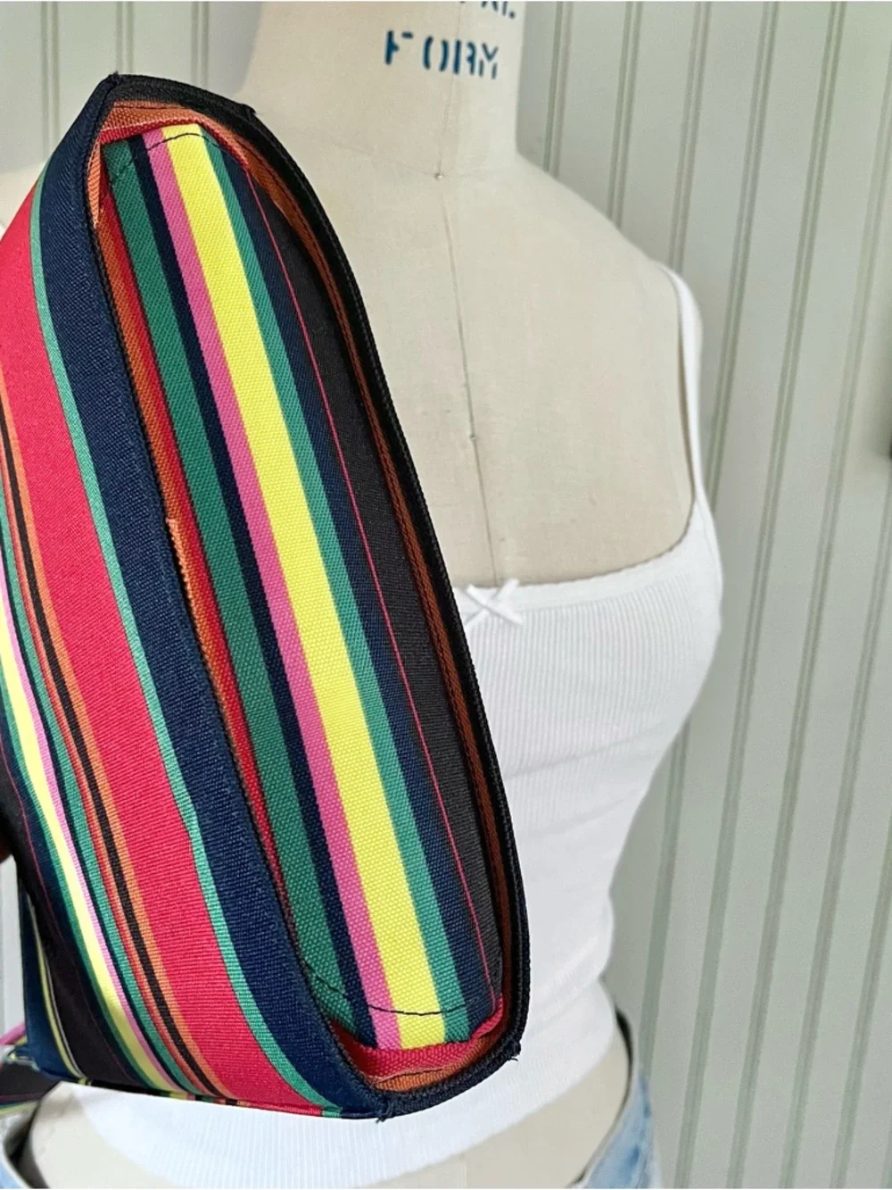 Kate Spade NY Vintage Y2K Bold Striped Multi Color Canvas Shoulder Bag